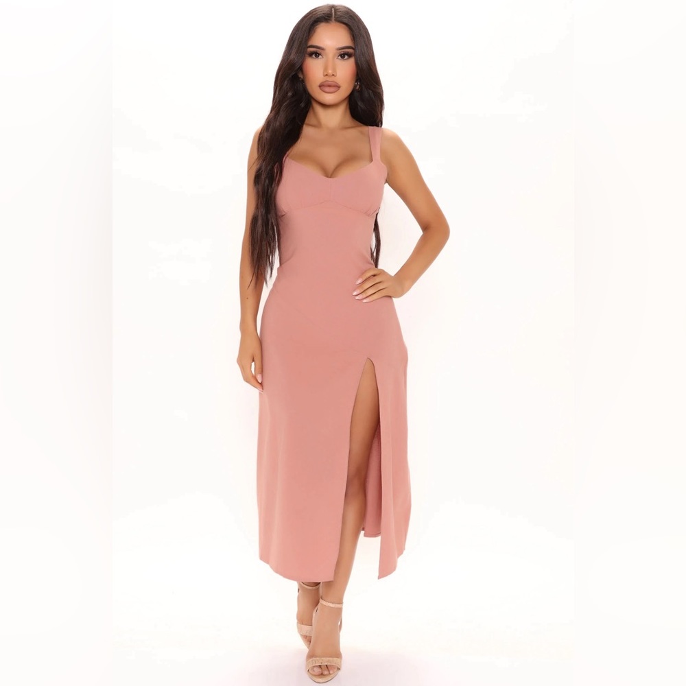 🆕 NWT! Fashion Nova Julie Linen Midi Dress (Marsala) - Size S